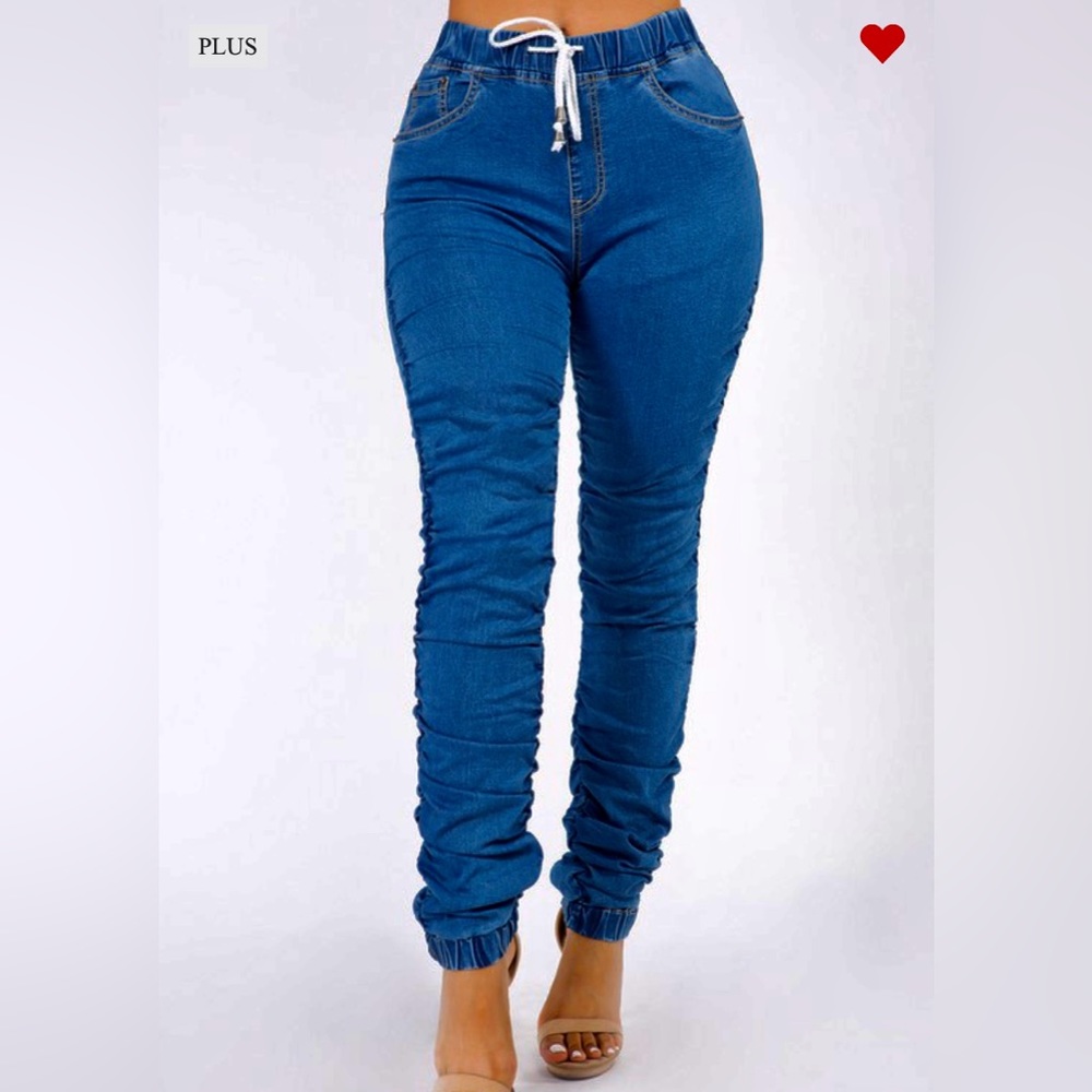 Shurred leg jogger Jeans